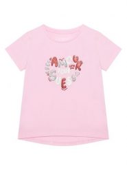 Guess T-Shirt K6RI02 K6YW4 Różowy Relaxed Fit. Czerwone koszulki dziewczęce Guess, z aplikacjami, z bawełny, bez ramiączek. Za 79.99 zł.