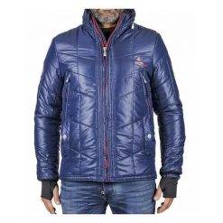 Kurtka narciarska Peak Mountain Capa. Niebieskie kurtki męskie Peak Mountain, m, bez wzorów, z puchu, eleganckie, bez kaptura. Za 255.00 zł.
