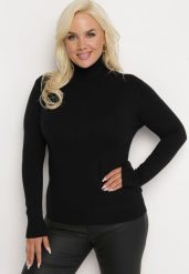 Czarny Sweter z Golfem Sazerna. Czarne golfy damskie Born2be, l, bez wzorów, z dzianiny, bez ramiączek. Za 59.99 zł.