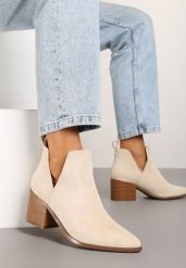 Beżowe Botki na Słupku Vices Ozdobione Wycięciem Annavin. Brązowe botki damskie Renee, na jesień, eleganckie, bez obcasa, na obcasie, bez zapięcia. Za 109.99 zł.