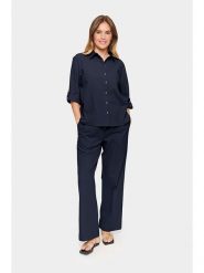SAINT TROPEZ Koszula w kolorze granatowym rozmiar: L. Niebieskie koszule damskie Saint Tropez, l, bez wzorów, z bawełny, bez kołnierzyka, bez ramiączek. Za 124.95 zł.