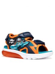 Geox Sandały J Sandal Ciberdron B J65MXD 01454 C4361 M Granatowy. Niebieskie sandały chłopięce Geox, ze skóry, bez zapięcia. Za 249.99 zł.