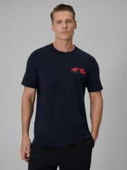 T-shirt regular gładki męski 4F 4FRSS26TTSHM3992. Niebieskie t-shirty męskie 4f, m, bez wzorów, z bawełny, bez kołnierzyka. Za 69.99 zł.