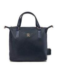 Tommy Hilfiger Torebka Poppy Th Small Tote AW0AW15640 Granatowy. Niebieskie torebki klasyczne damskie Tommy Hilfiger, bez wzorów, z materiału, bez dodatków. Za 269.99 zł.
