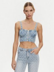 Gaudi Top 511BD46001 Niebieski Slim Fit. Niebieskie topy damskie GAUDI, l, bez wzorów, z bawełny, bez kołnierzyka. Za 239.99 zł.