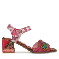 Sandały Laura Vita. Czerwone sandały damskie Laura Vita, bez wzorów, bez obcasa, na słupku. Za 399.99 zł.