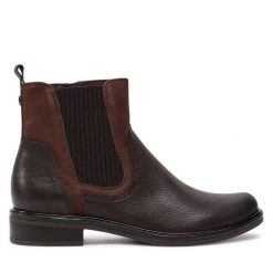 Botki Caprice. Brązowe botki damskie Caprice, bez obcasa, na płaskiej podeszwie, bez zapięcia. Za 349.99 zł.