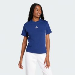 Koszulka Essentials 3-Stripes Cotton. Białe bluzki damskie Adidas, z bawełny, bez kołnierzyka, bez ramiączek. Za 119.00 zł.
