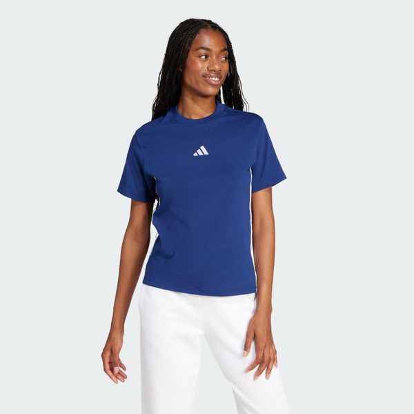 Koszulka Essentials 3-Stripes Cotton. Białe bluzki damskie Adidas, bez wzorów, z bawełny, bez ramiączek. Za 119.00 zł.