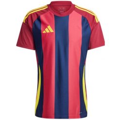 Koszulka męska adidas Striped 24 Jersey. Niebieskie t-shirty sportowe męskie Adidas, m, z jersey, bez ramiączek, do piłki nożnej. Za 94.00 zł.