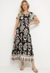Czarna Wiskozowa Sukienka z Geometrycznym Wzorem Cleanna. Czarne sukienki damskie Born2be, na co dzień, l, z aplikacjami, z wiskozy, eleganckie, bez kołnierzyka, bez ramiączek, maxi, proste. W wyprzedaży za 55.99 zł.