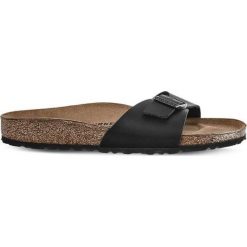 Birkenstock 040793 Black, klapki. Czarne klapki damskie Birkenstock, bez wzorów, z materiału, bez obcasa. Za 239.00 zł.