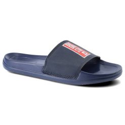 Granatowe Klapki Big Star Damskie Buty Wodoodporne. Niebieskie klapki damskie Big Star, bez wzorów, z tworzywa sztucznego, bez obcasa. Za 59.99 zł.