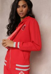Czerwona Bluza z Ozdobnymi Ściągaczami i Kapturem z Szerokimi Sznurkami Adair. Czerwone bluzy z kapturem damskie Renee, xs. Za 59.99 zł.