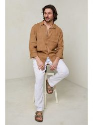 Lin Passion Koszula w kolorze jasnobrązowym rozmiar: M/L. Brązowe koszule męskie Lin Passion, l, bez wzorów, z bawełny, bez kołnierzyka, bez ramiączek. Za 198.95 zł.