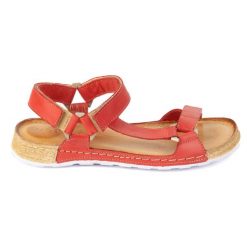 Olivier Sandały damskie barefoot-friendly Kallia skórzane czerwone 0782W. Czerwone sandały damskie bez wzorów, bez obcasa. Za 367.89 zł.