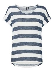Vero Moda Koszulka w kolorze biało-granatowym rozmiar: XS. Białe bluzki damskie Vero Moda, s, bez wzorów, z wiskozy, bez kołnierzyka. Za 74.63 zł.