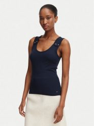 Tommy Hilfiger Top WW0WW52112 Granatowy Slim Fit. Niebieskie topy damskie Tommy Hilfiger, xxs, bez wzorów, z wiskozy, bez ramiączek. Za 249.99 zł.