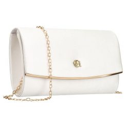 Kopertówka damska wykonana z tkaniny syntetycznej w białym kolorze, zawieszona na łańcuszku Rovicky R-XS028-3. Białe torebki wieczorowe ROVICKY, bez wzorów, z syntetyku, bez kołnierzyka, bez ramiączek. Za 54.99 zł.