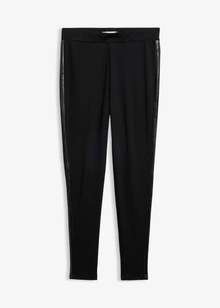 Legginsy z dzianiny punto di roma. Czarne legginsy damskie bonprix, bez wzorów, z dzianiny. Za 129.99 zł.