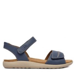 Sandały Josef Seibel. Niebieskie sandały damskie Josef Seibel, bez wzorów, bez obcasa, na płaskiej podeszwie. Za 379.99 zł.