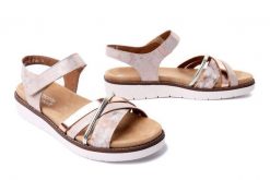 RIEKER REMONTE D2058-31 pink, sandały damskie. Czerwone sandały damskie Rieker Remonte, bez wzorów, bez obcasa, na obcasie. Za 263.92 zł.