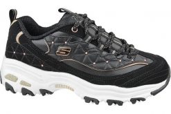 Buty sportowe Sneakersy damskie, D'Lites. Czarne buty sportowe na co dzień damskie Skechers, bez wzorów, z materiału, trekkingowe. Za 309.99 zł.