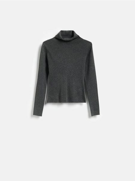 Sweter z wiskozą - ciemnoszary. Szare swetry klasyczne damskie Reserved, l, z dzianiny, bez kołnierzyka. Za 109.99 zł.