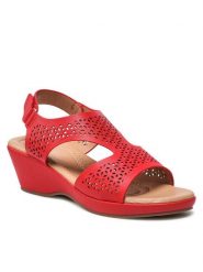 Clara Barson Sandały WSS20509-01 Czerwony. Czerwone sandały damskie Clara Barson, bez wzorów, ze skóry, bez obcasa, na koturnie. Za 119.99 zł.