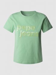 Pepe Jeans Koszulka "Aria" w kolorze zielonym rozmiar: M. Zielone bluzki damskie Pepe Jeans, m, bez wzorów, z bawełny, bez kołnierzyka, bez ramiączek. Za 114.17 zł.