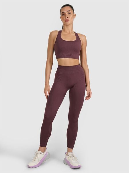 4F Legginsy treningowe bezszwowe damskie - brązowe XS/S. Brązowe legginsy damskie 4f, l, bez wzorów, z dzianiny, z podwyższonym stanem, na fitness i siłownię. Za 129.99 zł.