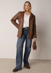 Niebieskie Szerokie Jeansy z Bawełną i Domieszką Wiskozy z Wysokim Stanem Crianise. Niebieskie jeansy damskie Born2be, z podwyższonym stanem, plus size. Za 139.99 zł.