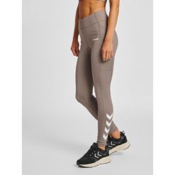 Damskie legginsy mid-rise Hummel MT Chipo. Szare legginsy sportowe damskie HUMMEL, bez wzorów, na fitness i siłownię. Za 167.50 zł.