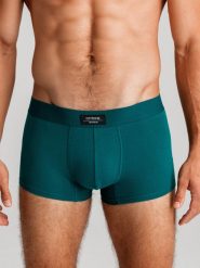 Jednokolorowe dopasowane bokserki męskie BASIC z elastanem – 3 pak mix OM-UNBB-0106 - XXL. Zielone bokserki męskie Ombre Clothing, bez wzorów, z bawełny. W wyprzedaży za 39.99 zł.