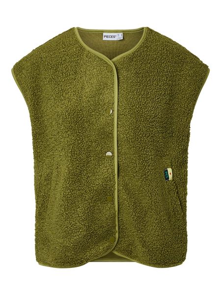 Pieces Kamizelka pluszowa "Katty" w kolorze zielonym rozmiar: XL. Zielone kamizelki damskie Pieces, xl. Za 109.95 zł.