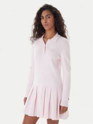 Tommy Jeans Sukienka dzianinowa Script DW0DW22464 Różowy Regular Fit. Czerwone sukienki damskie Tommy Jeans, s, bez wzorów, z bawełny, bez kołnierzyka, bez ramiączek. Za 489.99 zł.