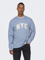 Only & Sons Bluza 22026376 Niebieski Regular Fit. Niebieskie bluzy bez kaptura męskie Only & Sons, m, z bawełny. Za 159.99 zł.