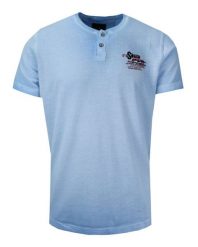 T-Shirt Męski Błękitny, Melanżowy z Nadrukiem, Koszulka, Krótki Rękaw, Basic, U-neck. Niebieskie t-shirty męskie New Antracid, na lato, m, bez wzorów, z bawełny, bez kołnierzyka. Za 99.00 zł.