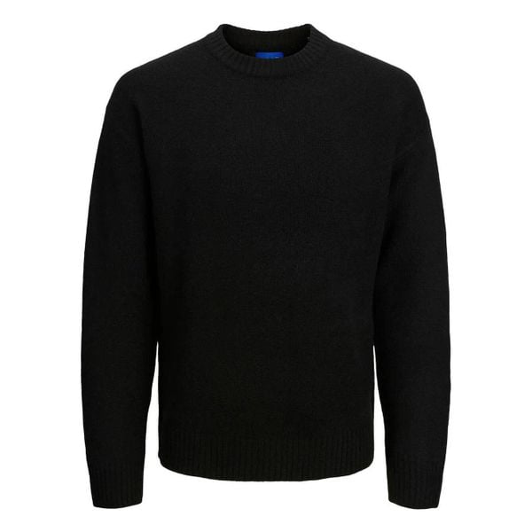 Sweter Jack & Jones Rollie dziany czarny. Czarne swetry męskie Jack&Jones, bez wzorów, bez kołnierzyka. Za 211.46 zł.