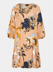 Zizzi Sukienka codzienna V00057I Beżowy Regular Fit. Brązowe sukienki damskie Zizzi, na co dzień, xl, bez wzorów, z wiskozy, bez kołnierzyka, bez ramiączek, proste. Za 109.99 zł.