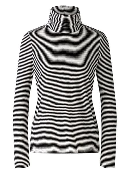 Oui Koszulka w kolorze czarno-białym rozmiar: 40. Czarne bluzki damskie Oui, bez wzorów, z bawełny, bez kołnierzyka, bez ramiączek. Za 65.54 zł.