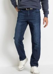 Dżinsy ze stretchem Classic Fit Tapered z wzmocnionym krokiem. Niebieskie jeansy męskie bonprix. Za 189.99 zł.