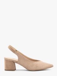 Beżowe czółenka damskie slingback bez pięty ISABEL. Brązowe czółenka damskie Ryłko, bez wzorów, z materiału, bez obcasa, na obcasie. Za 379.99 zł.