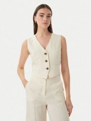 Marella Kamizelka garniturowa Veranda 2615151032 Écru Regular Fit. Białe kamizelki damskie Marella, ze lnu. Za 539.99 zł.