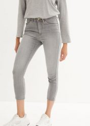 Dżinsy SKINNY 7/8 ze stretchem. Szare jeansy damskie bonprix. Za 84.99 zł.
