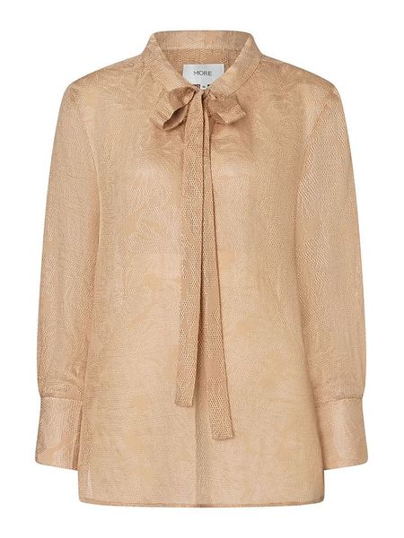 More & More Bluzka w kolorze jasnobrązowym rozmiar: 36. Brązowe bluzki damskie MORE & MORE, bez wzorów, bez kołnierzyka, bez ramiączek. Za 159.95 zł.