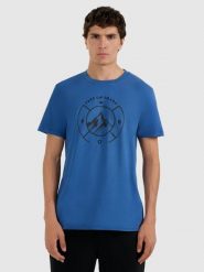 4F T-shirt regular z nadrukiem męski - niebieski 3XL. Niebieskie t-shirty męskie 4f, m, bez wzorów, z materiału, bez kołnierzyka. Za 59.99 zł.