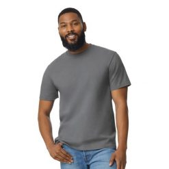 Koszulka Unisex Dla Dorosłych Softstyle Heather Midweight. Szare bluzki damskie Gildan, m, bez wzorów, sportowe, bez kołnierzyka, bez ramiączek. Za 44.99 zł.