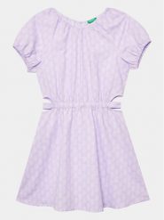 United Colors Of Benetton Sukienka codzienna 4XTWCV019 Fioletowy Regular Fit. Fioletowe sukienki dziewczęce United Colors Of Benetton, bez wzorów, z bawełny, bez ramiączek. Za 189.99 zł.
