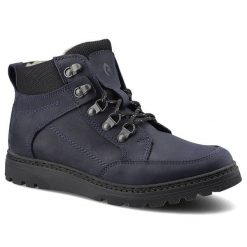 Granatowe Botki Nagaba Damskie Skórzane Buty. Niebieskie trapery damskie Nagaba, z nubiku, bez obcasa, na obcasie. Za 215.00 zł.